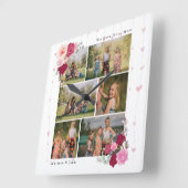 植シンプル物フローラMOM 6フォトコラージュの贈り物 スクエア壁時計 (傾斜)