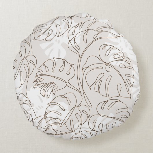 植ミニマル物画の継ぎ目のない模様。熱帯m ラウンドクッション (裏面)