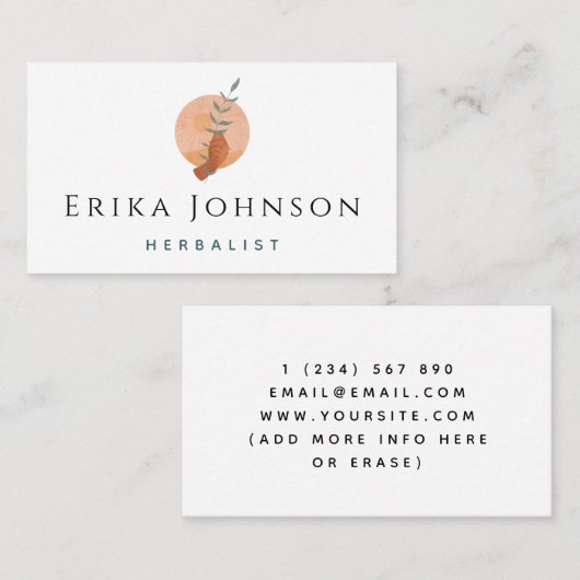 植モダン物トレンディーを持つ草本屋の手クール 名刺 (正面/裏面)