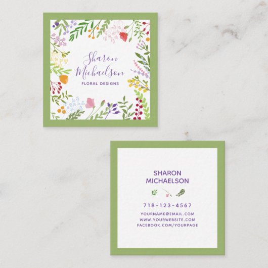 植モダン物広場名刺 スクエア名刺 (正面/裏面)