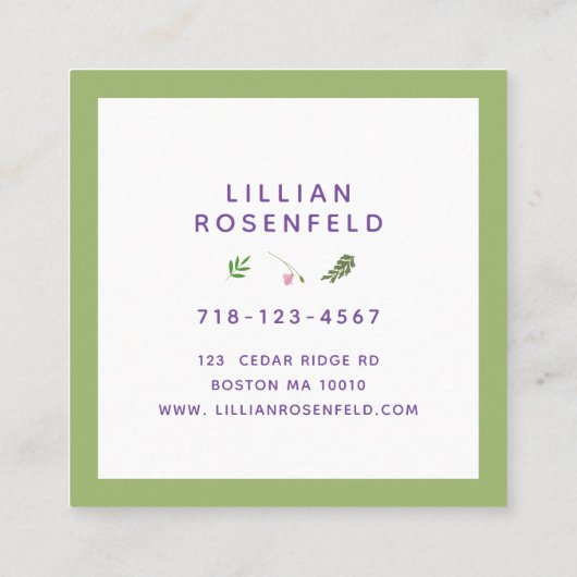 植モダン物広場名刺 スクエア名刺 (裏面)