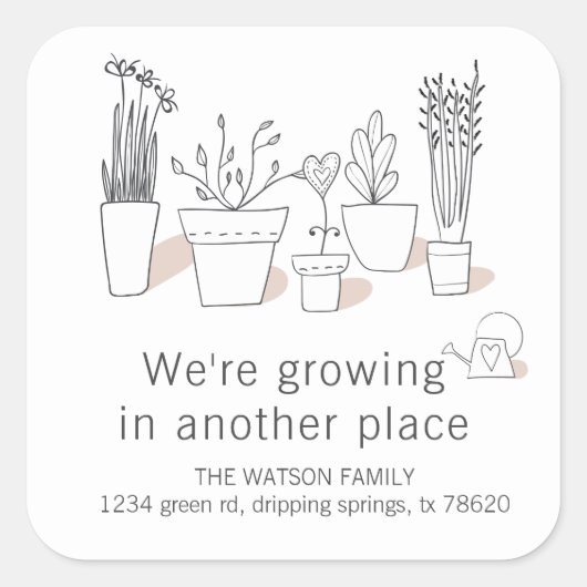 植モダン物 |お知らせステッカーの移動 スクエアシール (正面)