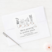 植モダン物 |お知らせステッカーの移動 スクエアシール (封筒)