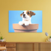 植木鉢に入った犬 キャンバスプリント (インサイチュ (リビング))