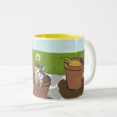 植木鉢の子ネコのマグ ツートーンマグカップ (正面右)