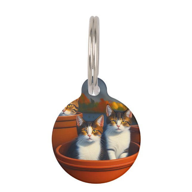 植木鉢の子猫たち、ペットタグ ペット　ネームタグ (正面)