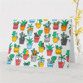 植木鉢の猫 カード (黄色い花)