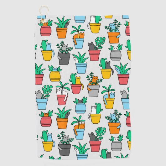 植木鉢の猫 ゴルフタオル (正面)