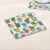 植木鉢の猫 スクエアペーパーコースター (アングル)