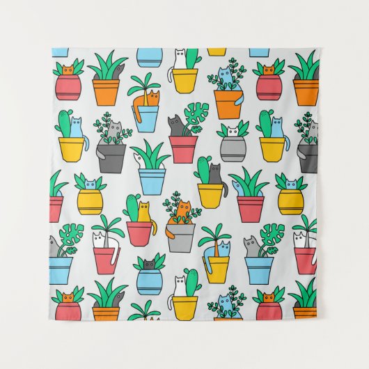 植木鉢の猫 タペストリー (正面)