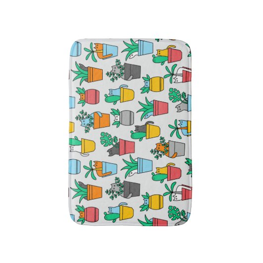 植木鉢の猫 バスマット (正面縦)