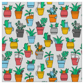 植木鉢の猫 ファブリック (クローズアップ)