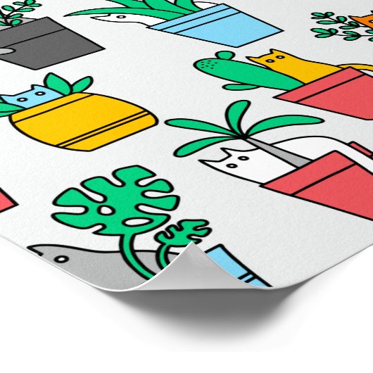 植木鉢の猫 ポスター (角)