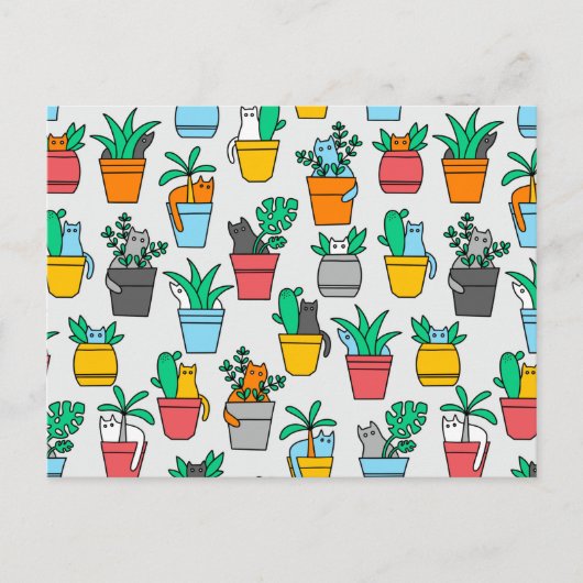 植木鉢の猫 ポストカード (正面)