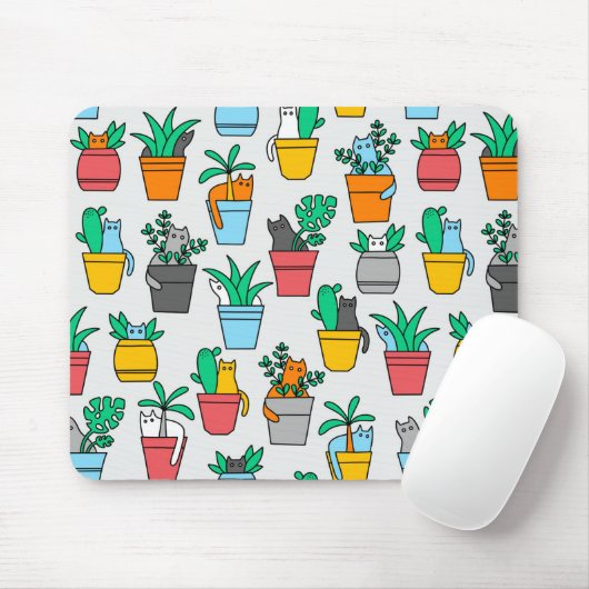 植木鉢の猫 マウスパッド (マウス)