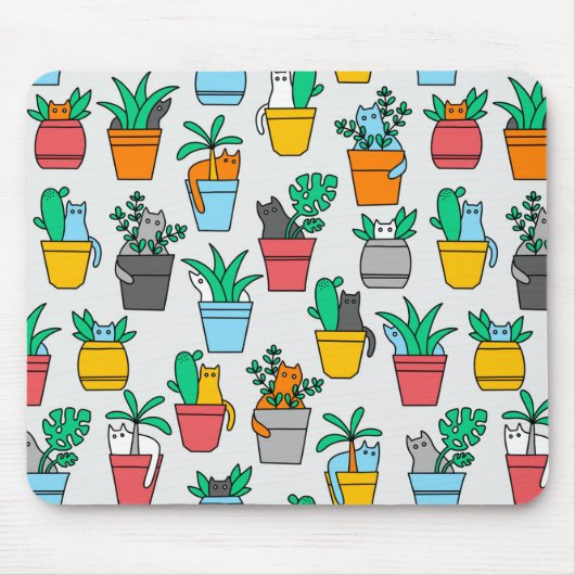 植木鉢の猫 マウスパッド (正面)