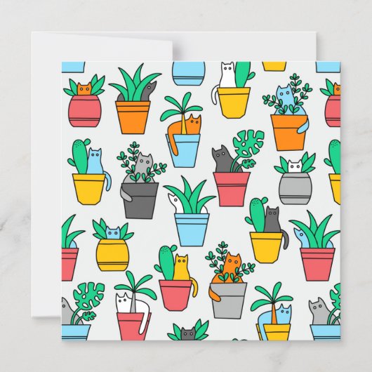 植木鉢の猫 マグネット招待状 (正面)