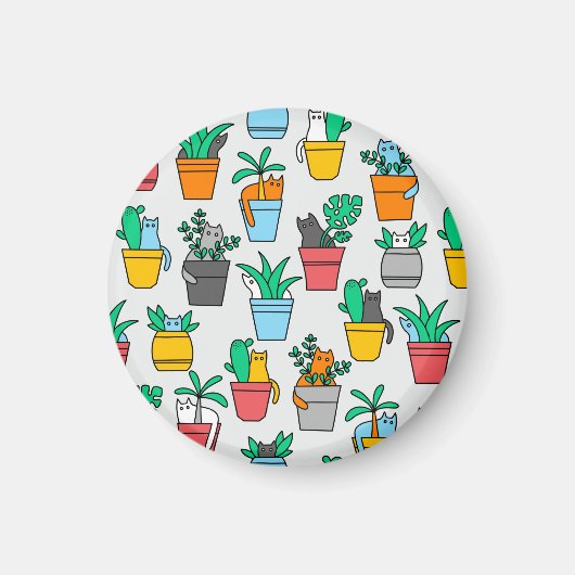 植木鉢の猫 マグネット (正面)