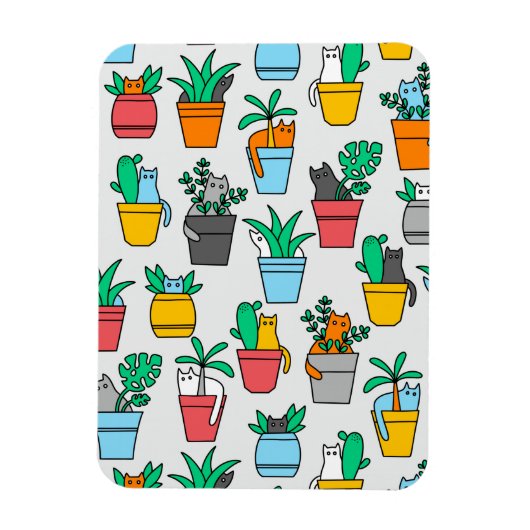 植木鉢の猫 マグネット (縦)