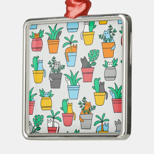 植木鉢の猫 メタルオーナメント (左)