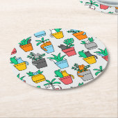 植木鉢の猫 ラウンドペーパーコースター (アングル)