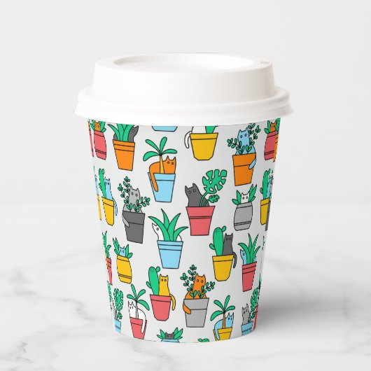 植木鉢の猫 紙コップ (正面)