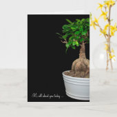 植木鉢の誕生日の盆栽の木 カード (黄色い花)