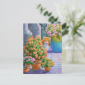 植木鉢を持つオレンジ猫 ポストカード (スタンド正面)