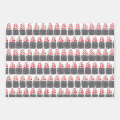 植木鉢フローラ水彩水玉模様赤緑 ラッピングペーパーシート (正面)