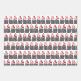 植木鉢フローラ水彩水玉模様赤緑 ラッピングペーパーシート