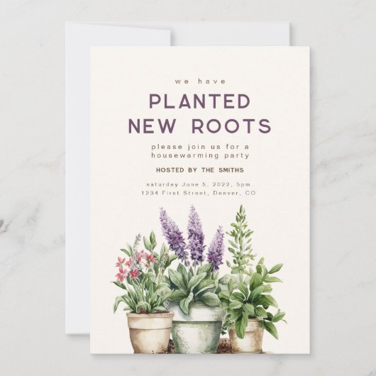 植栽された新しいルーツ引っ越し祝いパーティーパーティー招待状 招待状 (正面)