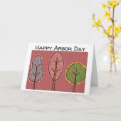 植樹の日_3本の木 カード (黄色い花)