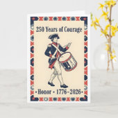 植民地のドラマー アメリカ 勇気 誉れ 遺産 カード (黄色い花)