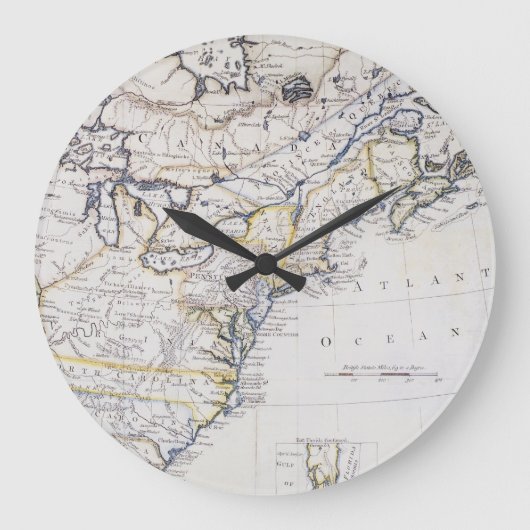 植民地アメリカ: 地図、c1770 ラージ壁時計 (正面)