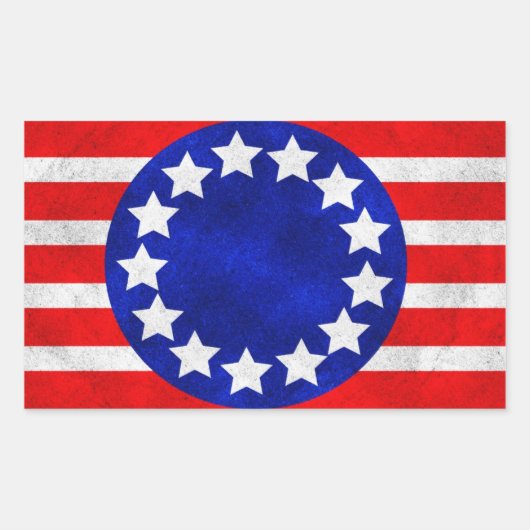 植民地星条旗のステッカー 長方形シール (正面)