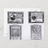 植民地時代の6ドル紙幣 ポストカード (正面/裏面)