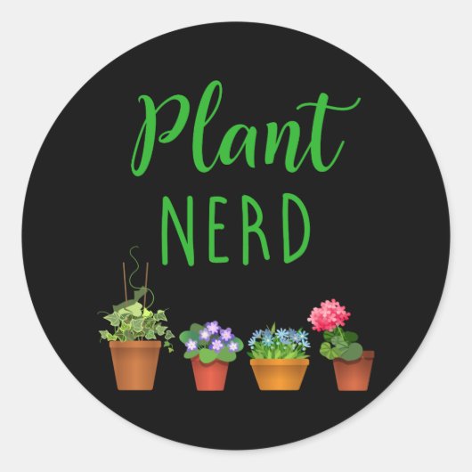 植物おたくおもしろいガーデニングとハウスプラント ラウンドシール (正面)