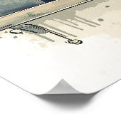 植物お洒落の棚に黒い猫 ポスター (角)