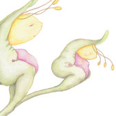 植物お洒落フローラファンタジーの水色 ポスター