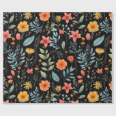 植物かわいらしフローラ花自然緑 ラッピングペーパー (フラット)