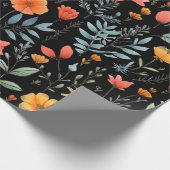 植物かわいらしフローラ花自然緑 ラッピングペーパー (角)