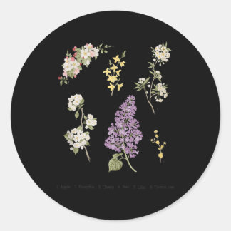 植物かわいらしプリント開花木薄紫リンゴ ラウンドシール