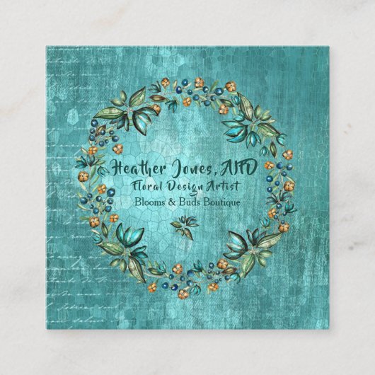 植物かわいらしリース スクエア名刺 (正面)