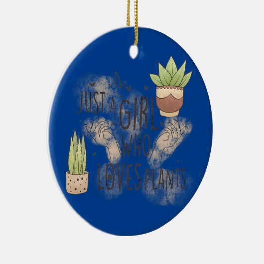 植物が大好きな少女かわいい園芸の趣味 セラミックオーナメント (右)