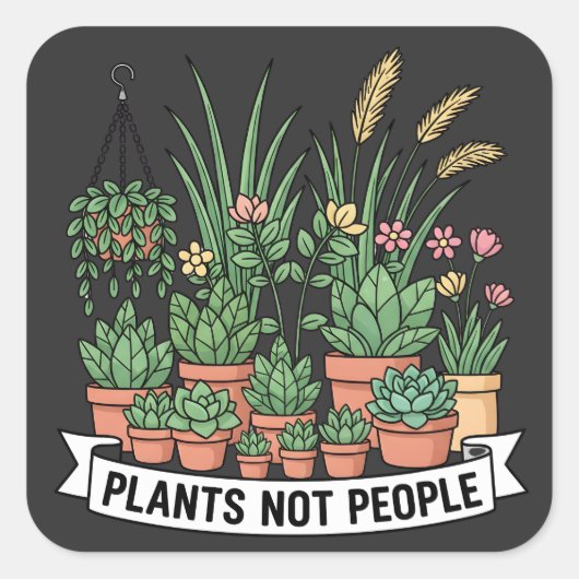 植物が好き 人が苦手 | 面白い 植物好きな内向型ガーデナー  スクエアシール (正面)
