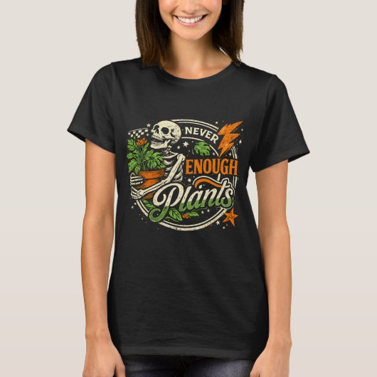 植物が足りない骸骨 観葉植物 Tシャツ (正面)