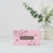 植物さくらんぼの花が散る花びらズピンクアート 名刺 (スタンド正面)