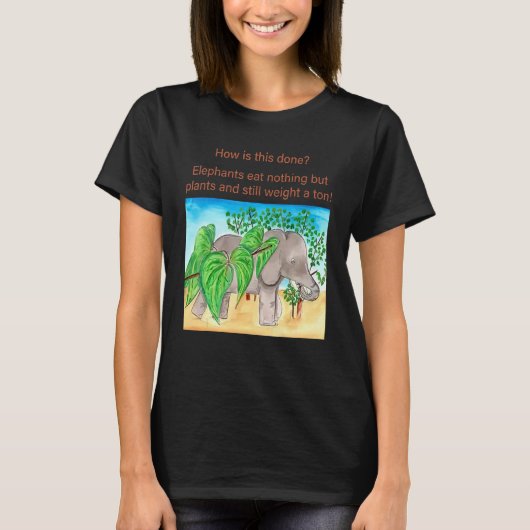 植物しか食べないゾウ Tシャツ (正面)