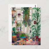 植物でいっぱいのボホリビングルーム ポストカード (正面/裏面)