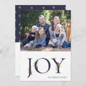 植物で飾られた喜びのフラットホリデー写真カード シーズンカード (正面/裏面)